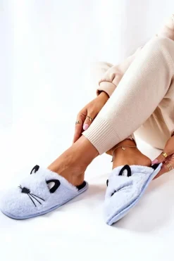 Miękkie Papcie Kotki Z Uszami Niebieskie Distty