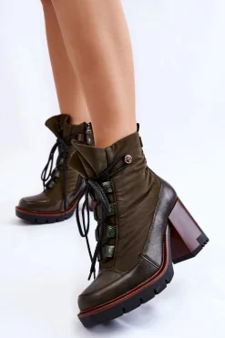 Modne Botki Na Obcasie Maciejka 05777-09 Zielone