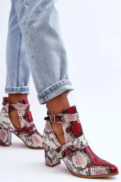 Modne Botki Na Słupku Z Wycięciami Wielobarwne Suelo