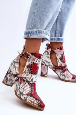 Modne Botki Na Słupku Z Wycięciami Wielobarwne Suelo