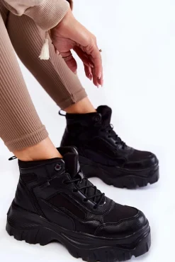 Modne Botki Trapery Memory Foam Big Star KK274371 Czarne