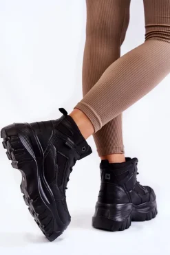 Modne Botki Trapery Memory Foam Big Star KK274371 Czarne