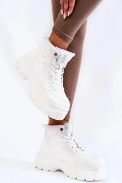 Modne Botki Trapery Memory Foam Big Star KK274369 Białe