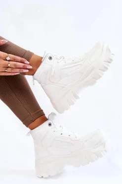 Modne Botki Trapery Memory Foam Big Star KK274369 Białe