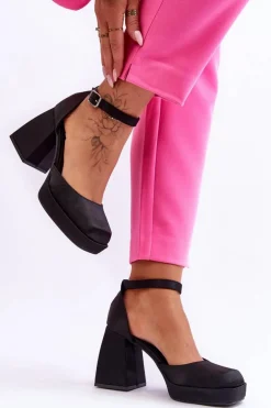 Modne Czółenka Na Masywnym Obcasie Czarne Sandia