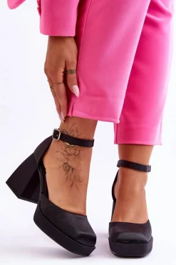 Modne Czółenka Na Masywnym Obcasie Czarne Sandia
