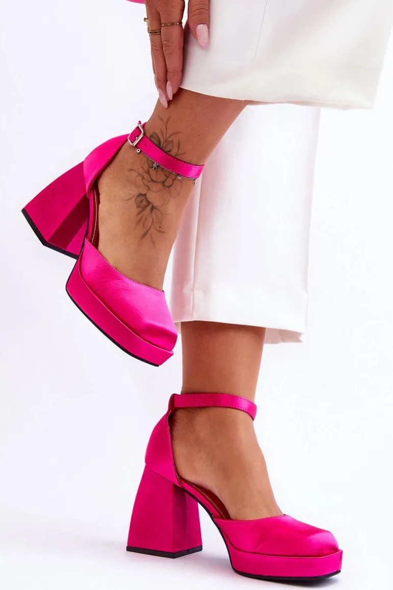 Modne Czółenka Na Masywnym Obcasie Fuksja Sandia