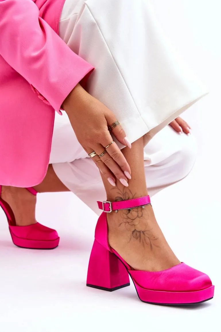 Modne Czółenka Na Masywnym Obcasie Fuksja Sandia