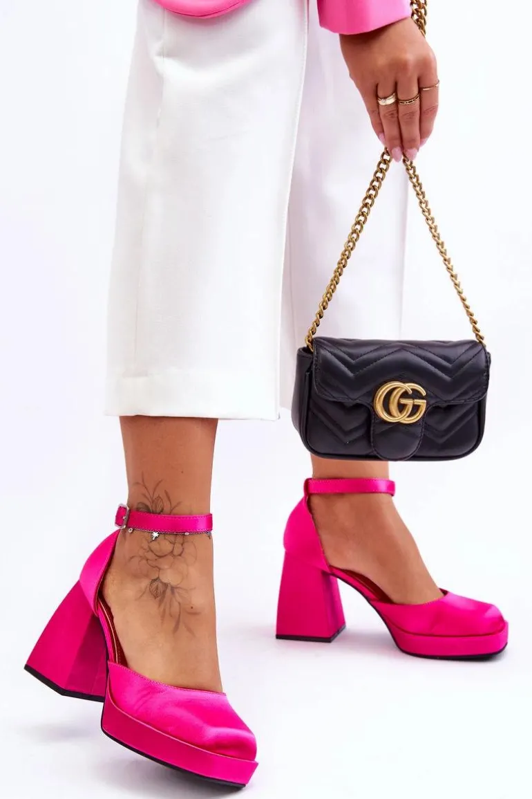 Modne Czółenka Na Masywnym Obcasie Fuksja Sandia