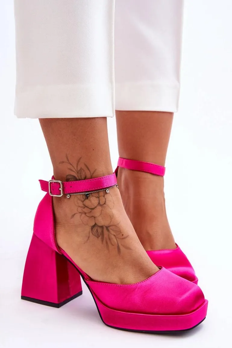 Modne Czółenka Na Masywnym Obcasie Fuksja Sandia