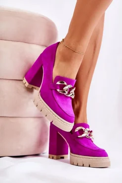 Modne Czółenka Na Platformie I Słupku Lewski Shoes 3197 Fuksja