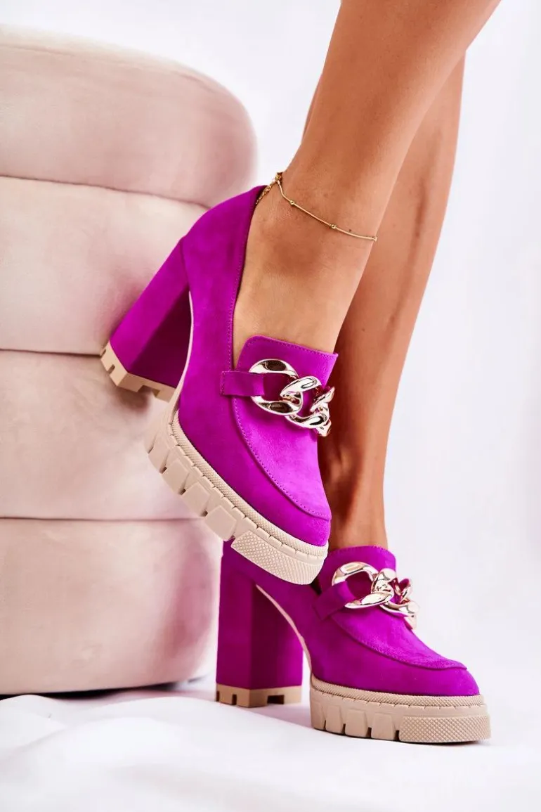 Modne Czółenka Na Platformie I Słupku Lewski Shoes 3197 Fuksja