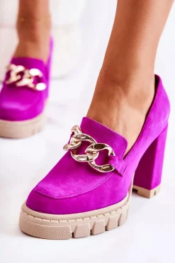 Modne Czółenka Na Platformie I Słupku Lewski Shoes 3197 Fuksja