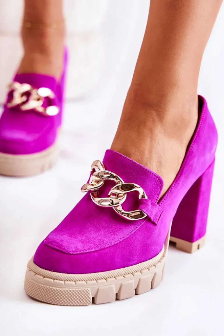 Modne Czółenka Na Platformie I Słupku Lewski Shoes 3197 Fuksja