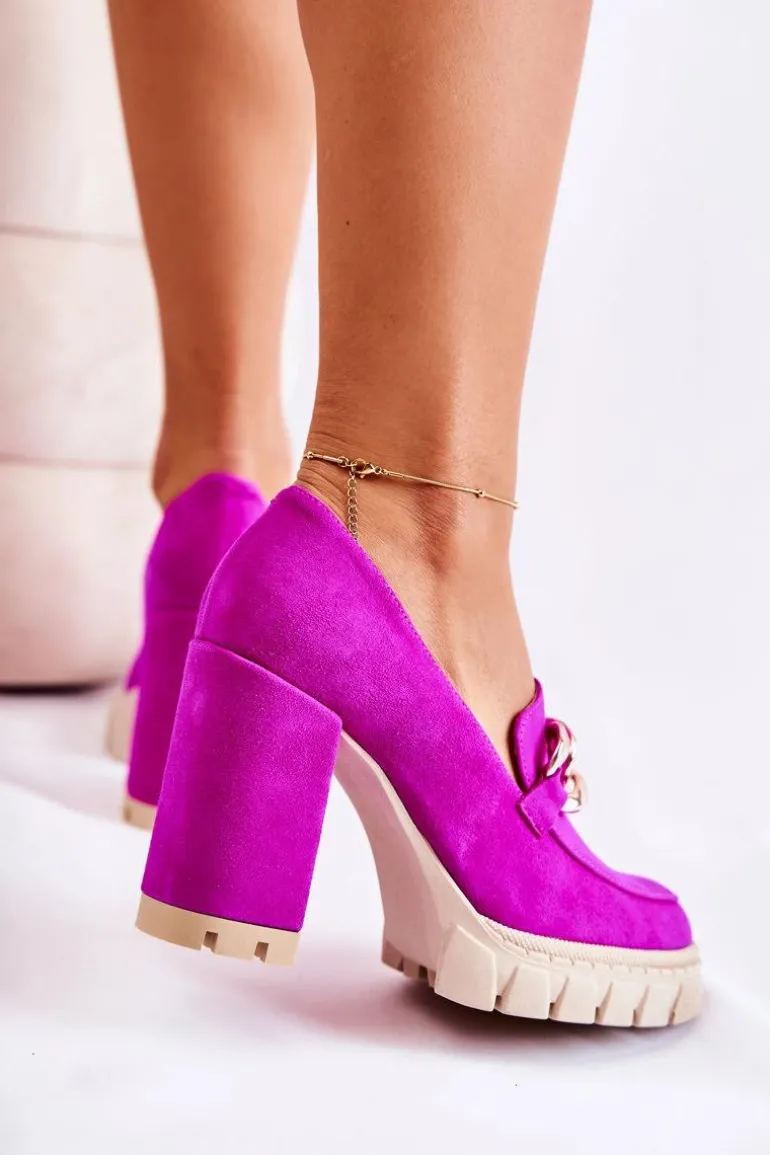 Modne Czółenka Na Platformie I Słupku Lewski Shoes 3197 Fuksja