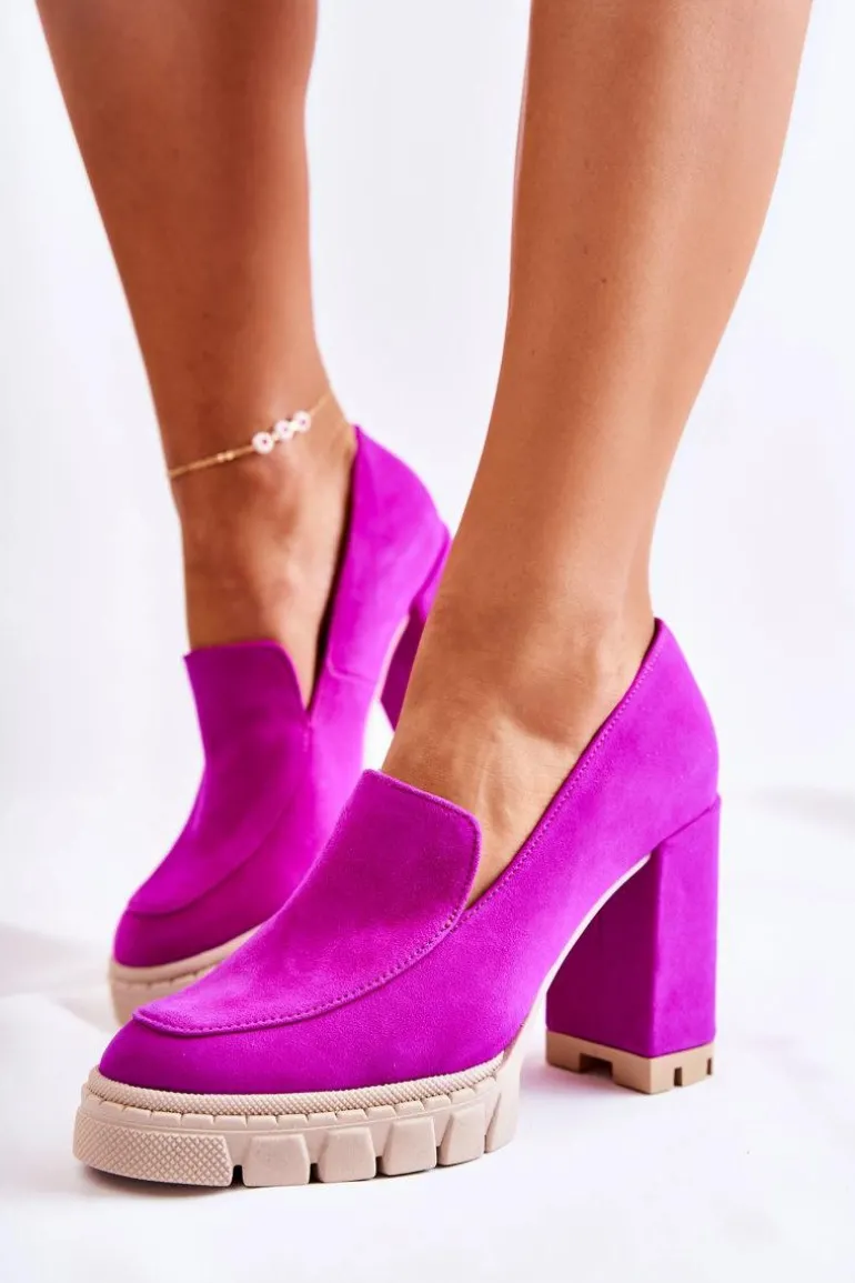 Modne Czółenka Na Platformie Lewski Shoes 3196 Fuksja