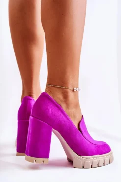 Modne Czółenka Na Platformie Lewski Shoes 3196 Fuksja