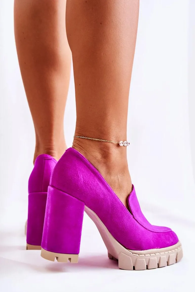 Modne Czółenka Na Platformie Lewski Shoes 3196 Fuksja