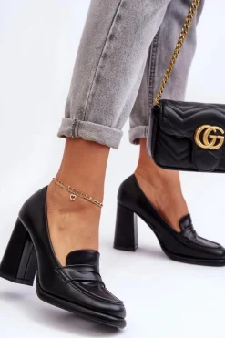 Modne Czółenka Na Słupku Czarne Florence