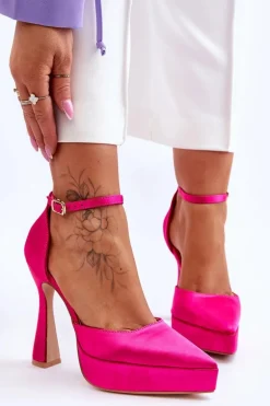 Modne Czółenka Na Szerszej Szpilce Fuksja Madness