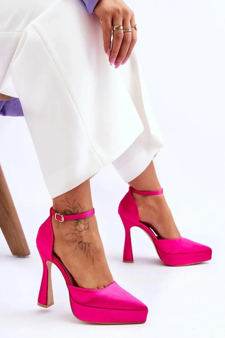 Modne Czółenka Na Szerszej Szpilce Fuksja Madness