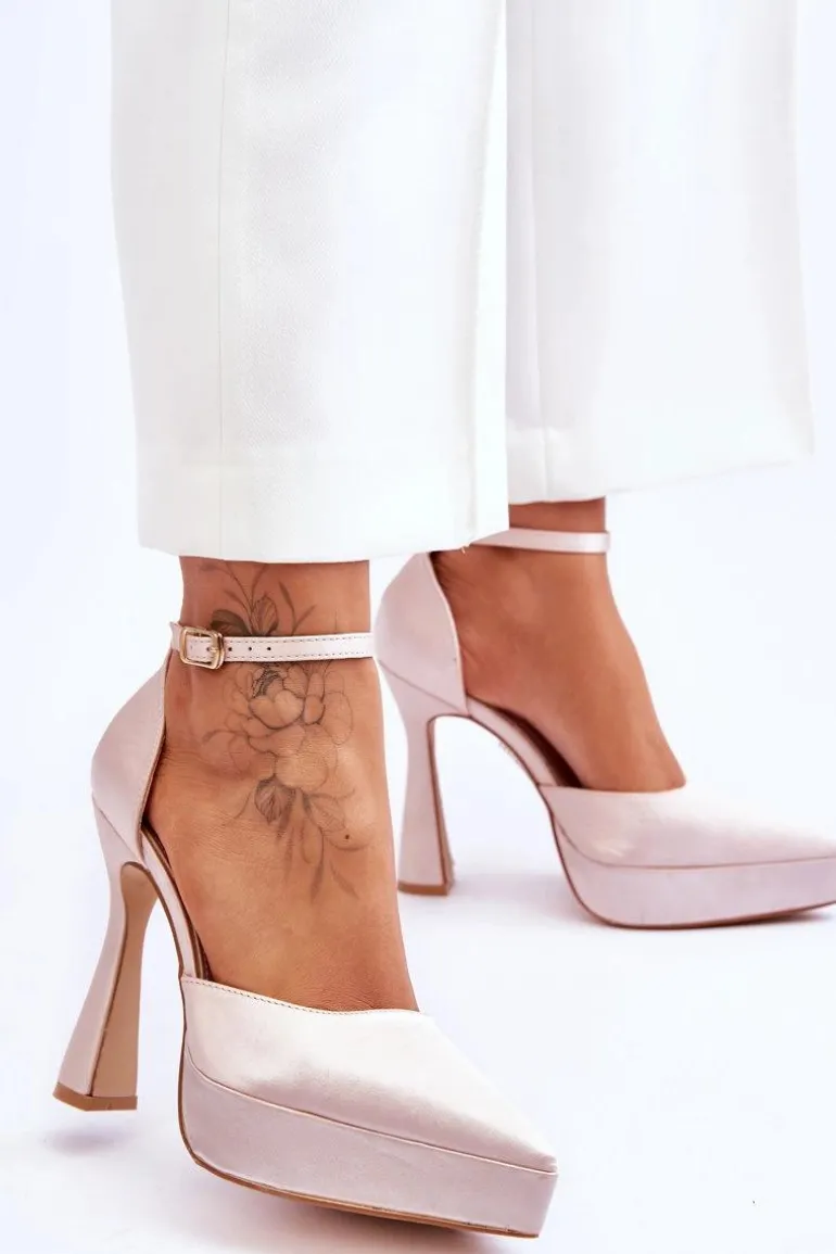 Modne Czółenka Na Szerszej Szpilce Jasnoróżowe Madness