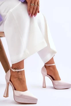 Modne Czółenka Na Szerszej Szpilce Jasnoróżowe Madness