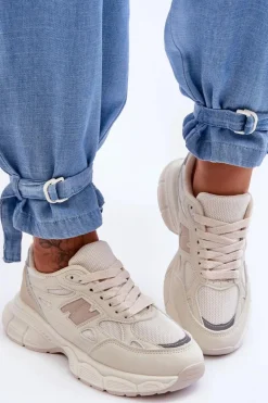 Modne Damskie Buty Sportowe Z Siateczką Beżowe Venice