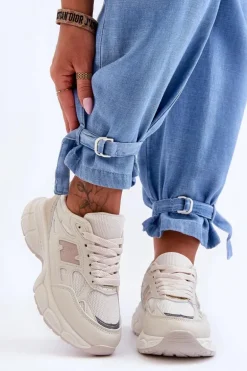 Modne Damskie Buty Sportowe Z Siateczką Beżowe Venice