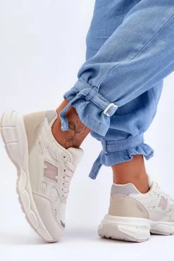 Modne Damskie Buty Sportowe Z Siateczką Beżowe Venice