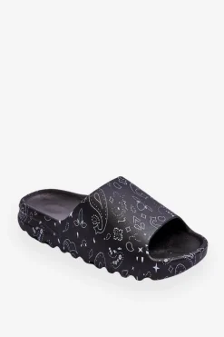 Modne Damskie Klapki Na Masywnej Platformie Czarne Lorette