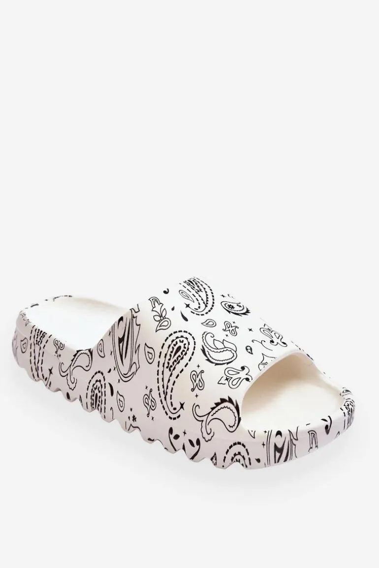 Modne Damskie Klapki Na Masywnej Platformie Białe Lorette