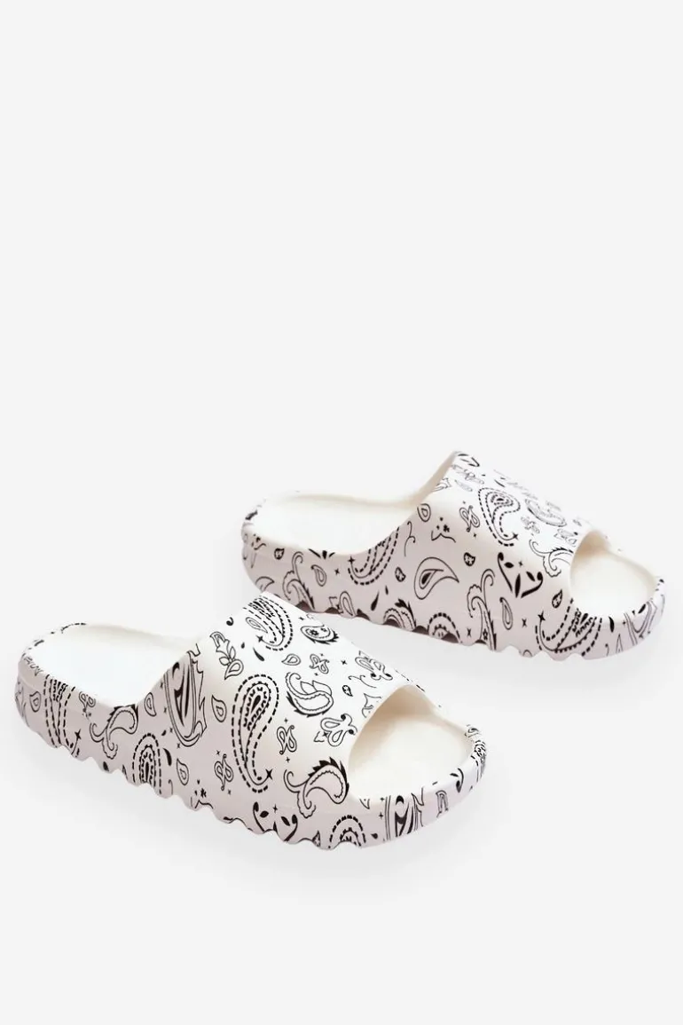 Modne Damskie Klapki Na Masywnej Platformie Białe Lorette