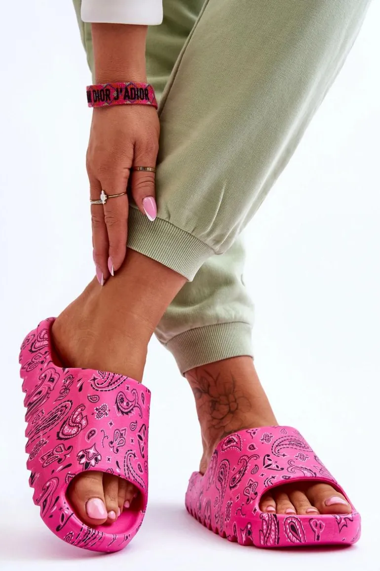 Modne Damskie Klapki Na Masywnej Platformie Fuksja Lorette