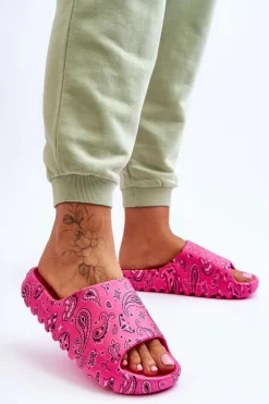 Modne Damskie Klapki Na Masywnej Platformie Fuksja Lorette