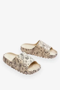 Modne Damskie Klapki Na Masywnej Platformie Beżowe Lorette