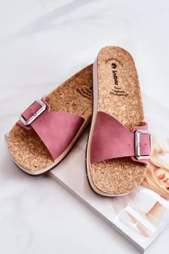 Modne Damskie Klapki Ze Sprzączką Inblu CP000031 Różowe