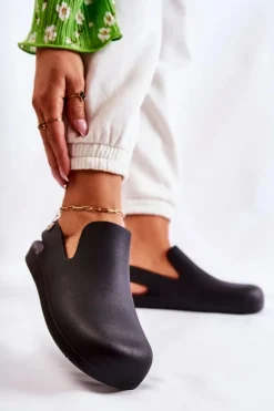 Modne Gumowe Chodaki Czarne Meriko