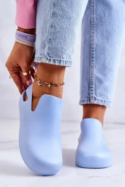 Modne Gumowe Chodaki Niebieskie Meriko