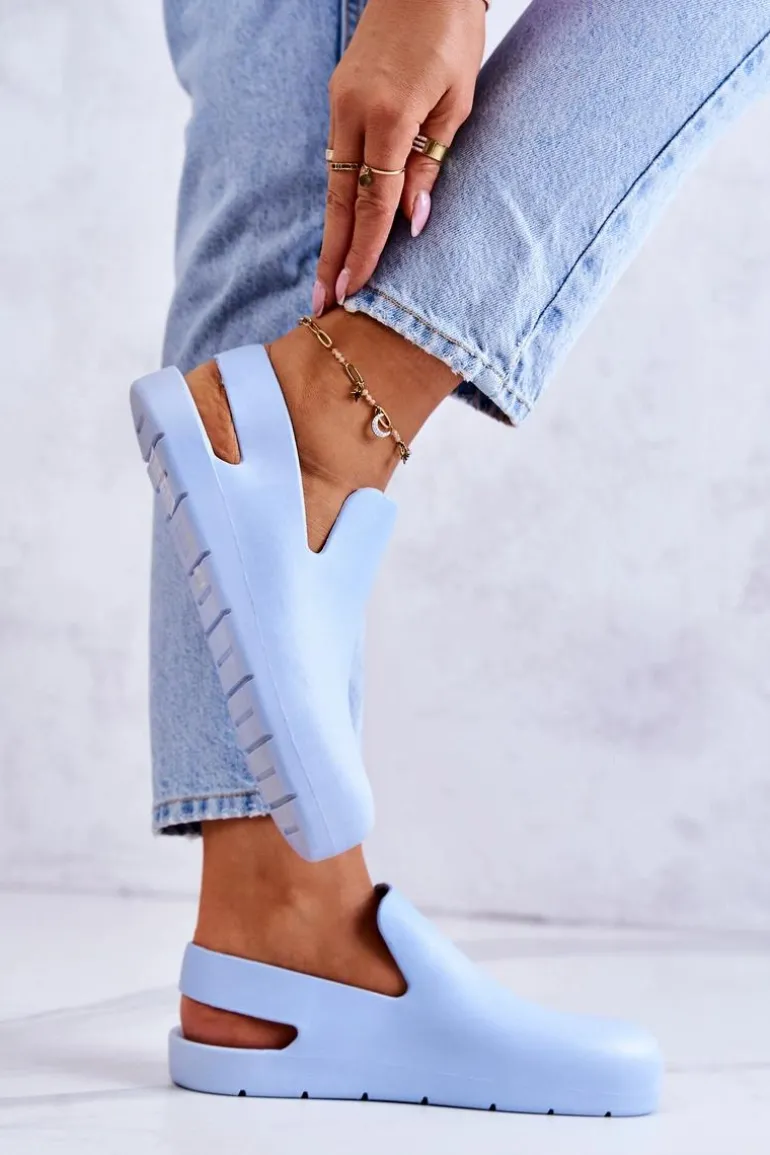 Modne Gumowe Chodaki Niebieskie Meriko