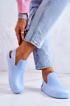 Modne Gumowe Chodaki Niebieskie Meriko