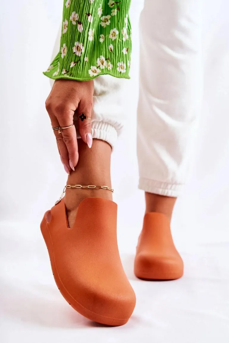 Modne Gumowe Chodaki Pomarańczowe Meriko