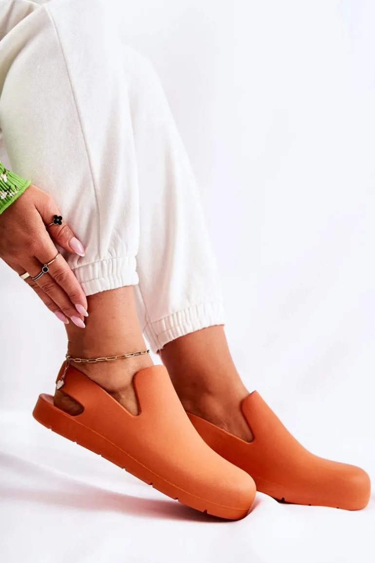 Modne Gumowe Chodaki Pomarańczowe Meriko
