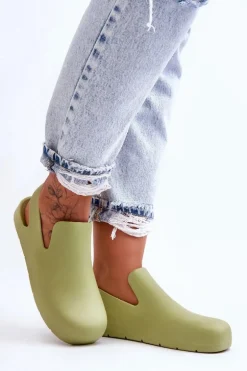 Modne Gumowe Chodaki Zielone Meriko