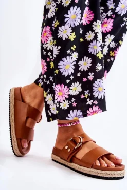 Modne Klapki Damskie Beżowe Penelopa