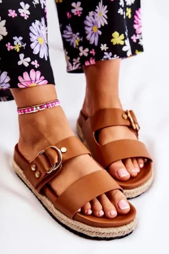 Modne Klapki Damskie Beżowe Penelopa