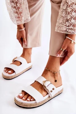 Modne Klapki Damskie Białe Penelopa