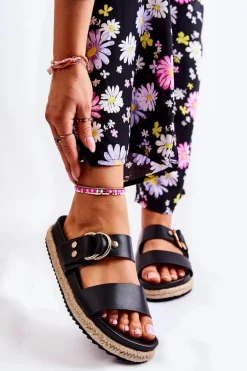 Modne Klapki Damskie Czarne Penelopa