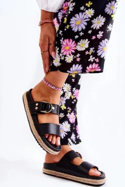 Modne Klapki Damskie Czarne Penelopa