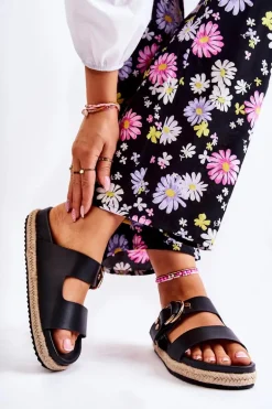 Modne Klapki Damskie Czarne Penelopa